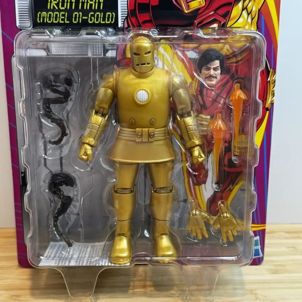 Marvel Legends Iron Man Model 01 Gold Retro Card 6” Action Figure Hasbro MOC